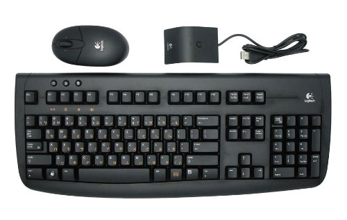 Chinese and English Logitech Wireless Computer Keyboard - Mouse Set (Black)