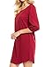 KLKD Women's Solid Round Neck Bishop 3/4 Sleeve Shift Dress