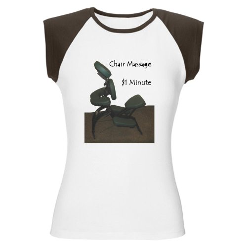 CafePress Chair Massage 1 Minute Women's Cap Sleeve T-Shirt - L Brown/White
