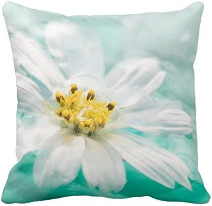 White Daisy Flower Blue Water Pond Aqua Turquoise Throw Pillow Case