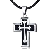 Medieval Faith: Stainless Steel Fleur-de-lis Medieval Cross Unisex Pendant Necklace