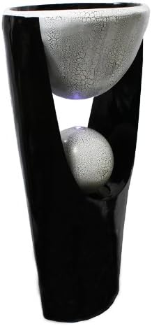 Black and White Sphere with LED Lights Floor Stand Water Fountain