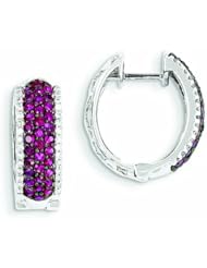1.5 Carat 14K White Gold Diamond & Ruby Earrings