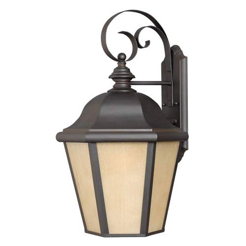 Hinkley Lighting 1685MR-EST Edgewater Energy Smart 1 Light Outdoor Wall Light in Museum Bronze with Etched Amber Seedy glass
