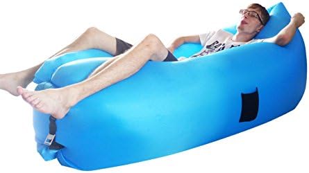 Upgrate Outdoor Convenient Inflatable Lounger Air Sleeping Bag, Portable Environmental Hangout Nylon Fabric Sleeping Compression Air Bag (Sky Blue) (Upgrate-Blue)