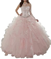 Girls  Organza/Satin Beaded   Ball Gown Bandage Dress/Quinceanera Dress  With Ruffles