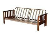 IMAGE OF Solid Futon Bed Frame Sleigh Arm Design in Rich Heirloom