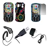 IMAGE OF Premium Groove Color Bubbles Design Snap-On Cover Hard Case Cell Phone Protector + Screen Protector + Car Charger (CLA) + USB Data Charge Sync Cable + Home Travel Wall Charger for Samsung Intensity 2