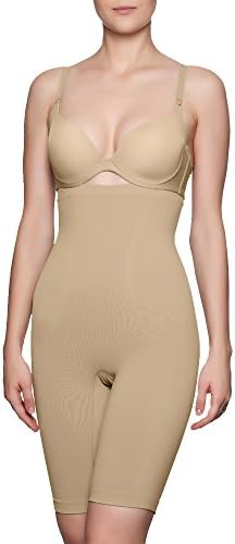 Liz Paez Women's High Waist Long Leg Slimming Body Shaper (Medium, Beige)