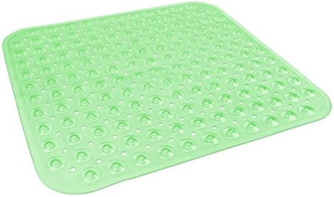 DII Anti-Slip Non Slip Allergen-free Square Mildew Resistent Pebble Vinyl Shower, Bathtub Mat 20.75x21.75" with Safety Grip Suction Cup, Small Teal
