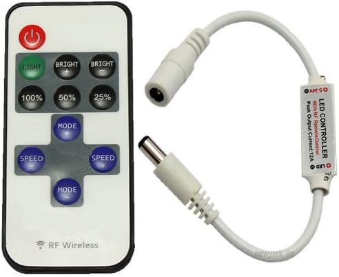 hkbayi RF Wireless Remote Controller + Mini Dimmer with DC connector DC5-24V 12A For 3528 5050 Single Color Led Strip