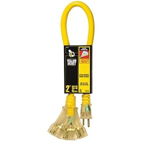 Woods 2882 2-Feet 15-AMP/125-Volt 12/3-STW Yellow Jacket Power Block Outdoor Extension Cord