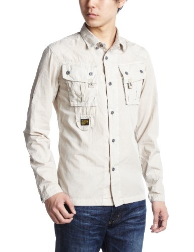 G-Star Men's Halo Corsair Long Sleeve Shirt, Beige, Large