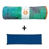 Seaburst yogitoes mat size skidless yoga towel + blue hband stretchy headband combo by Absolute Yogi
