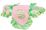 Baby Girl Pink Initial Chenille Blanket with Satin Ruffle, Letter S