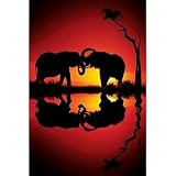 (24x36) African Dreams (Elephants, Sunset) Art Poster Print