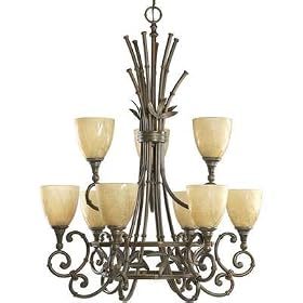 Progress Lighting Brisas Chandeliers P4429-127 Burnished Ebony by Progress Lighting