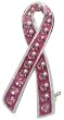 Pink Ribbon Awareness Hot Pink Ice Crystal Pin Brooch - Gift Boxed