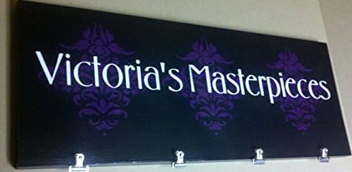 Childrens art work hanger with Damask Custom Painted Wood Sign Family Name Established date Wedding Anniversary Plaque Board Personalized Last name wedding date