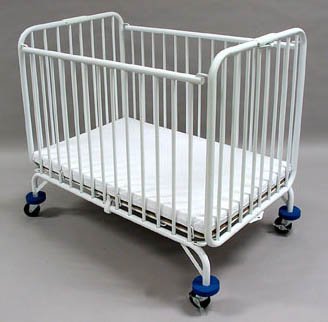 LA Baby Compact Folding Metal Crib White
