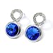 Silvertone Sapphire Blue Swarovski Link Post Earrings Fashion Jewelry