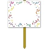 Blank Yard Sign (blank w/confetti & serpentine border) Party Accessory  (1 count)