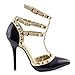 Wild Diva Women's Adora 126 Pointy Toe Lace Up Ankle Tie Studded High Heel