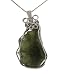 Sterling Silver Wire Wrapped Moldavite Pendant.