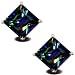 Rainbow Peacock Topaz Square Princess Cut CZ Basket Set Silver Men Unisex Stud Earrings
