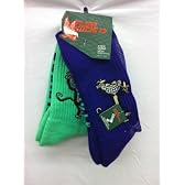 Flow Society Authentic Lacrosse Gear Socks Monkey Banana One Purple, One Neon Green pair (This is a pack of 2 pairs of socks.) Size Medium Fits Shoe 4-8.5