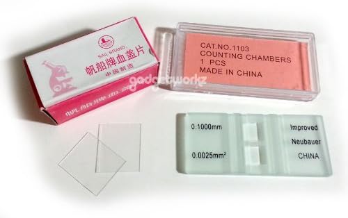 GadgetWorkz LAB Professional Neubauer Hemacytometer Blood Count for Microscope Plus 100 Cover Slips