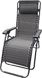 Black Reclining Garden Sun Lounger Armrest Headrest Relaxing
