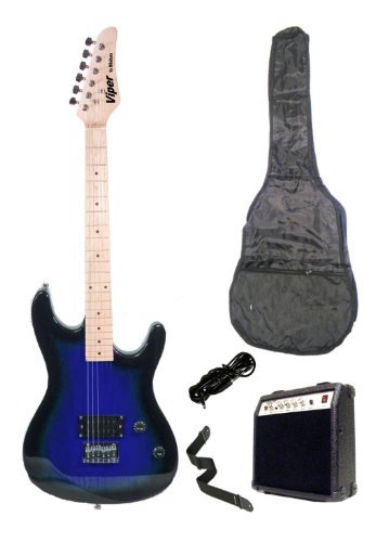 39 Inch BLUE Electric Guitar and Amp Pack & Carrying Case & Accessories, (Guitar, 10 Watt Amplifier, Whammy Bar, Strap, Cable, Strings, & DirectlyCheap(TM) Translucent Blue Medium Guitar Pick)