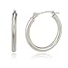 Real 10k White Gold 2mm Basic Pin Catch Hoop Earrings (18 Millimeters)