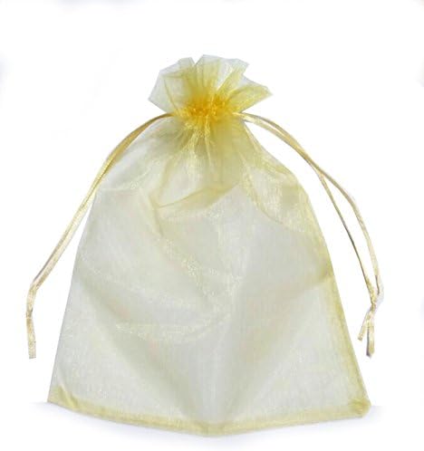 Sandra Shop 100pcs Gold Eyelash Organza Drawstring Pouches Jewelry Party Wedding Favor Gift Bags