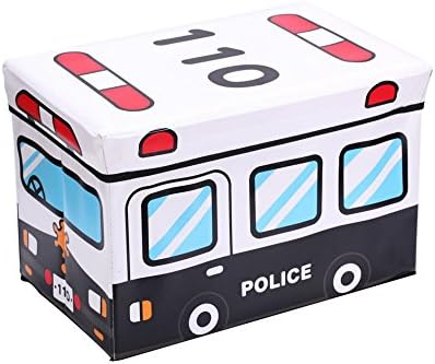 Folding Toy Storage Chest / Stool Police Bus