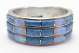 Sterling Silver Southwestern Ring with Turquoise and Opal Stones