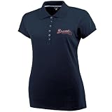 MLB Antigua Atlanta Braves Ladies Navy Blue Spark Premium Polo (Small)