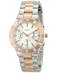 GUESS Womens U12649L1 Feminine High Shine Silver-Tone Mid-Size Sport Watch