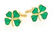 JJ Weston patriotic yellow gold plated and enamel Irish shamrock cufflinks with presentation box. Made in the U.S.A