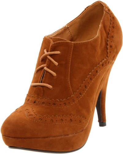 Gomax Womens Oksana-04 Oxford Pump,Cognac Suede,9 M US