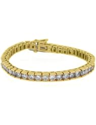 14k Yellow Gold 9.17 Carat Box Shape Round Diamond Tennis Bracelet