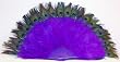 Purple Marabou Feather Fan with Peacock Tips