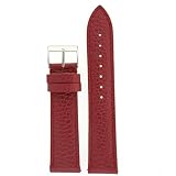 Genuine Leather Watch Band Pearl Finish Plum Red 16mm