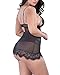 Lalagen Women's Lace Sheer Strappy Deep V Neck Sexy Plus Size Lingerie Set