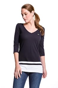 3/4 Sleeve Jersey Engineered Stripe T-shirt