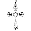 14K White Gold Cross Pendant - 33.00x25.00mm