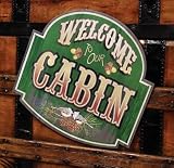 CABIN WELCOME lodge SIGN plaque tin WALL DECOR in/out