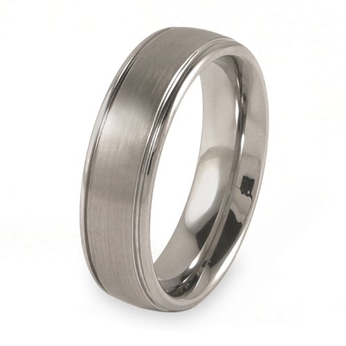 Grooved Brushed & Polished Tungsten Carbide Ring (6.5 mm) - Sizes 8-13