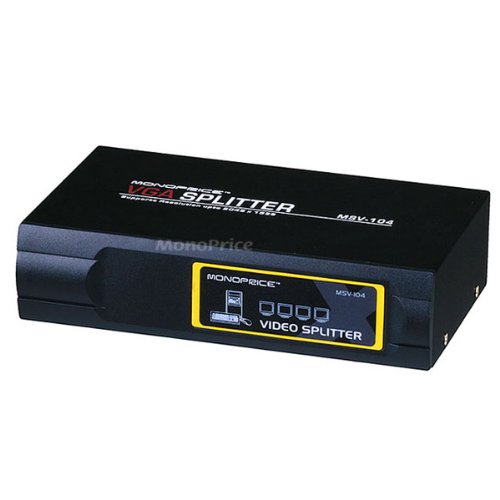 4-Way SVGA VGA Splitter Amplifier Multiplier 400 MHz - Black